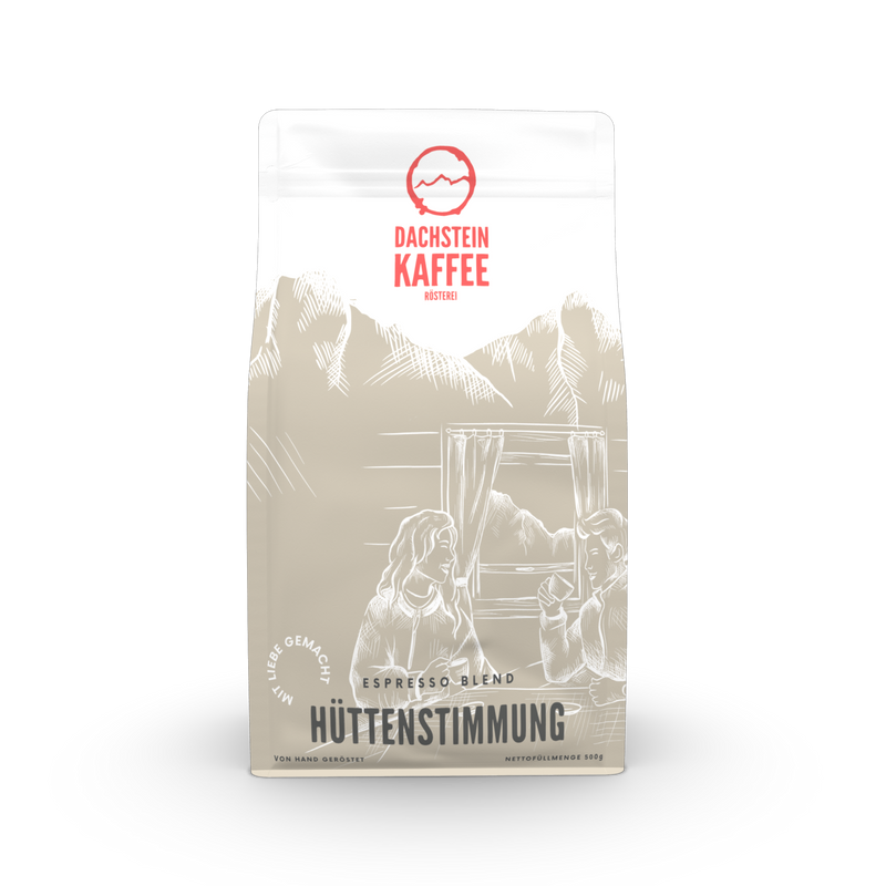 Dachsteinkaffee Röstkaffee ganze Bohne Hüttenstimmung Espresso Blend geröstet in der Region Schladming