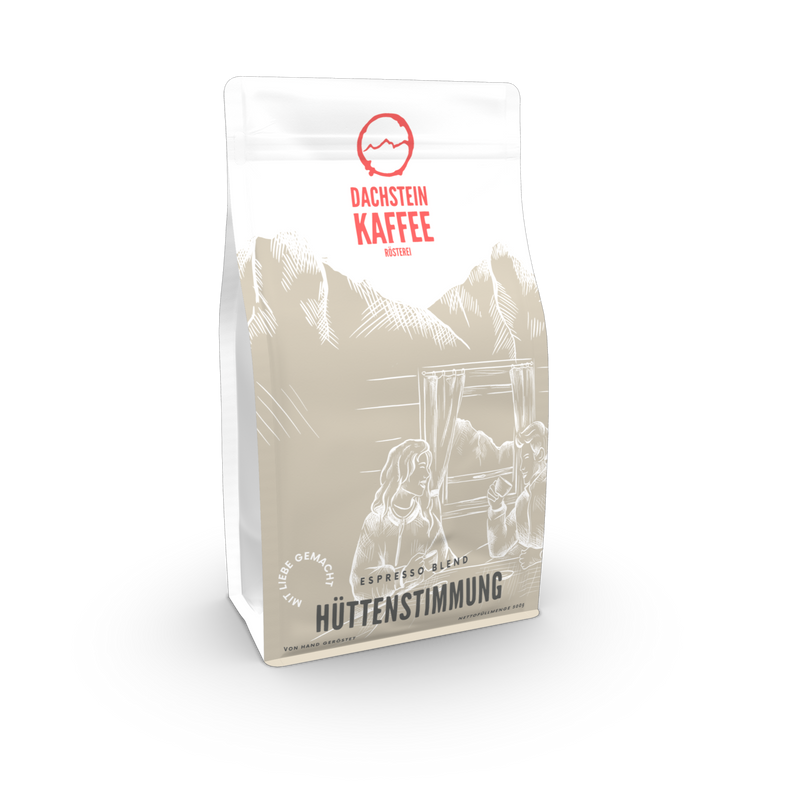 Dachsteinkaffee Röstkaffee ganze Bohne Hüttenstimmung Espresso Blend geröstet in der Region Schladming