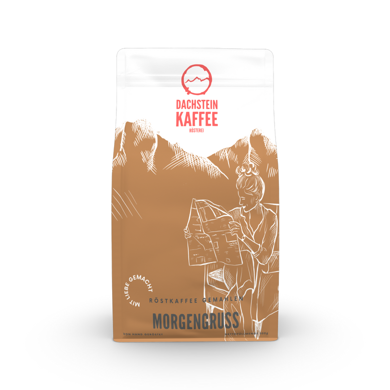 Dachsteinkaffee Arabicablend Morgengruss gemahlen Röstkaffee Kaffeerösterei Schladming Dachsteindming Dachstein